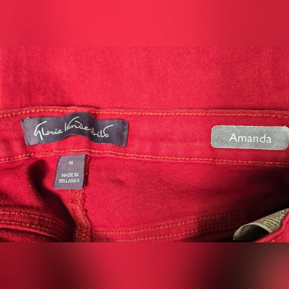 Gloria Vanderbilt 10 Short Red Amanda Jeans Five Pocket Zipper Fly Straight Leg - Picture 2 of 4